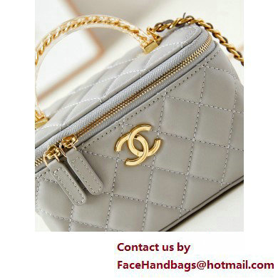 Chanel Lambskin, Resin  &  Gold-Tone Metal Clutch with Chain Bag AP3820 Light Gray 2025